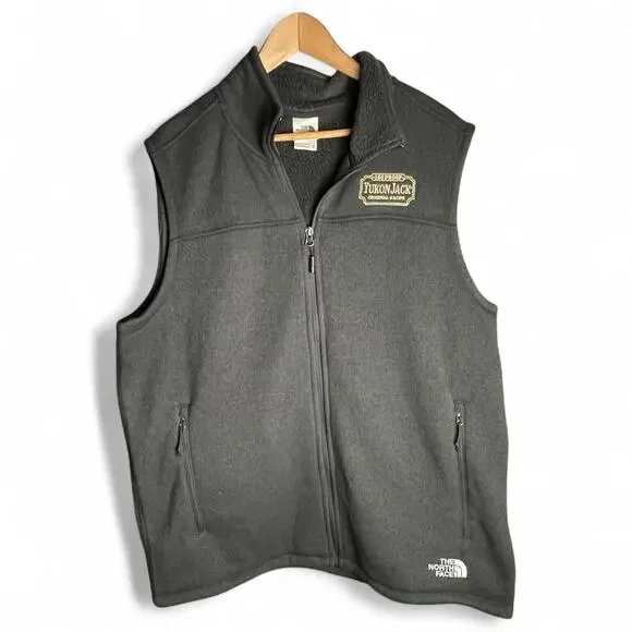 The North Face‎ Yukon Jack Whiskey Black Fleece Full Zip Vest Mens Sz XL Logo - Picture 2 of 10